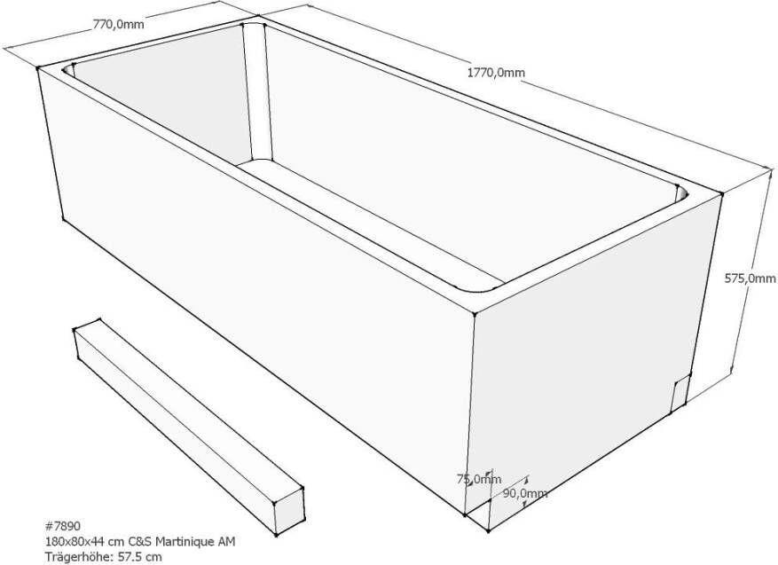 Xenz beterbad baddrager voor martinique 180x80cm