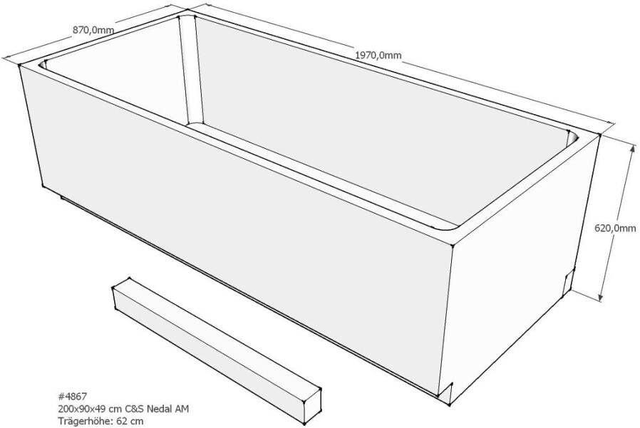 Xenz beterbad baddrager voor nassau 200x90cm