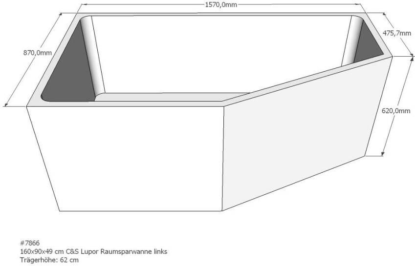 Xenz beterbad baddrager voor society 160 links 160x90cm