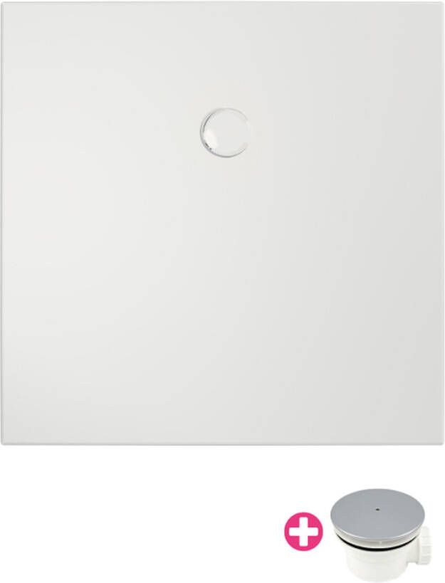 Xenz Douchevloer Flat | 200x100 cm | Incl.Afvoersifon-Chroom | Acryl | Rechthoekig | Wit glans - Foto 6