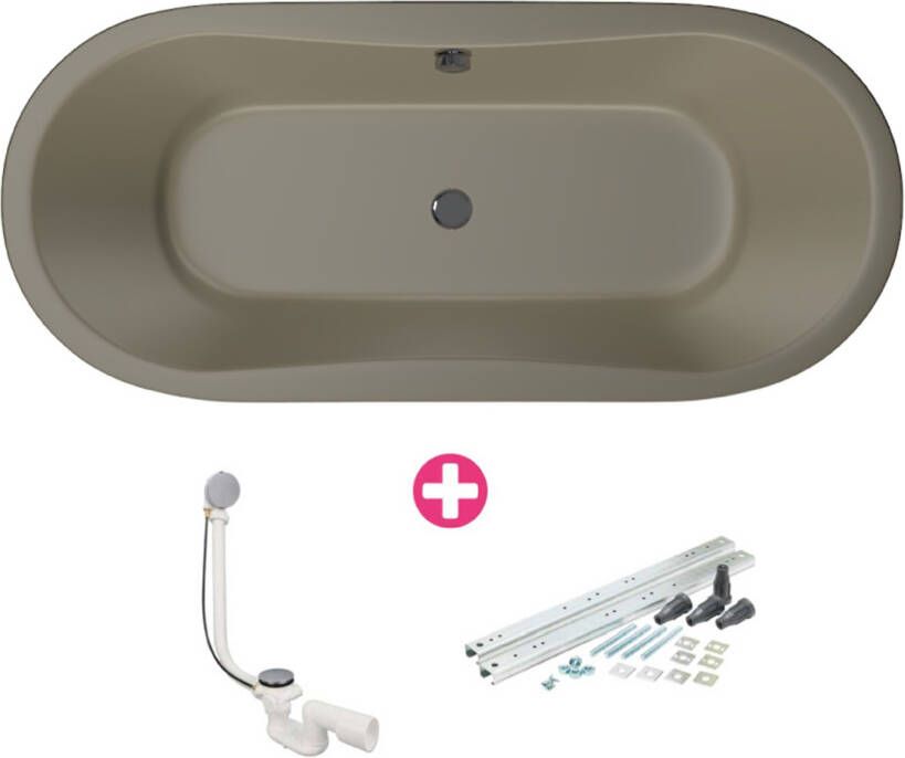 Xenz Ligbad Inbouw Gomera Ovaal 1-2 Persoons Duobad 80x180x49cm Acryl Klei Mat met Poten