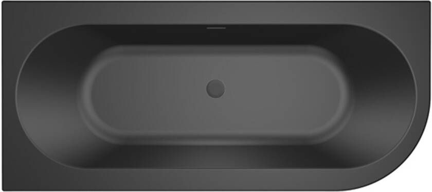 Xenz Half-vrijstaand bad Charley | 180x80 cm | Links | Incl.Badafvoer-Zwart mat | Sleuf overloop | Acryl | Rechthoekig | Zwart mat