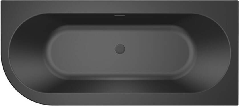 Xenz Half-vrijstaand bad Charley | 180x80 cm | Rechts | Incl.Badafvoer-Zwart mat | Sleuf overloop | Acryl | Rechthoekig | Zwart mat