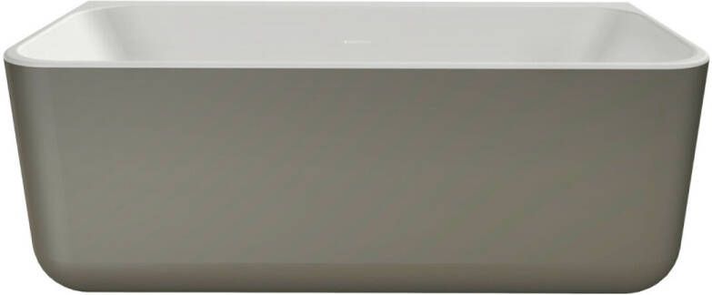 Xenz Half-vrijstaand bad Guido | 160x71 cm | Incl.Badafvoer-Wit mat | Solid surface | Rechthoekig | Zijdegrijs-Wit mat