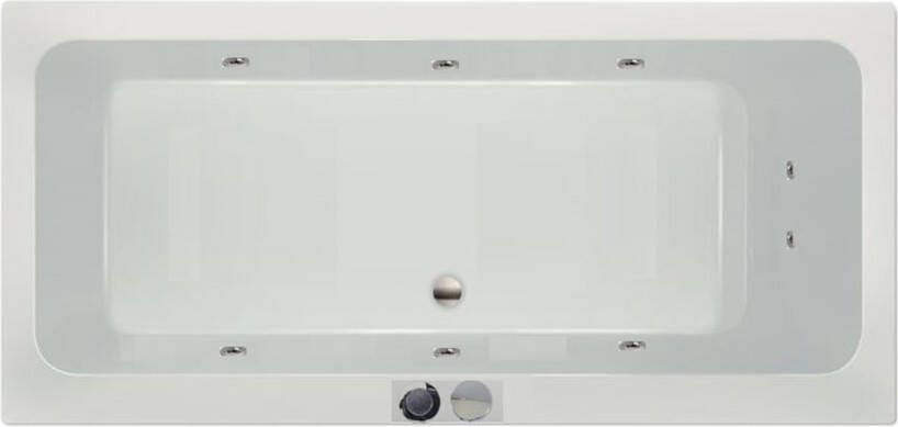 Xenz Whirlpool bad Kristal | 170x75 cm | Acryl | Pneumatisch | Waterjetsysteem | Wit glans