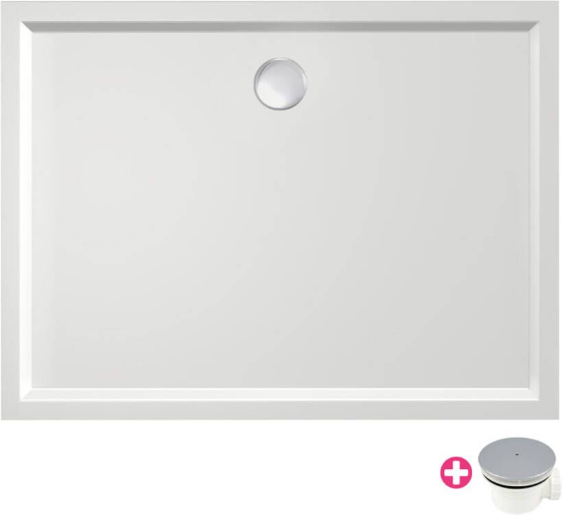 Xenz Douchebak Mariana | 110x100x4 cm | Incl.Afvoersifon-Chroom | Acryl | Rechthoekig | Wit glans - Foto 11