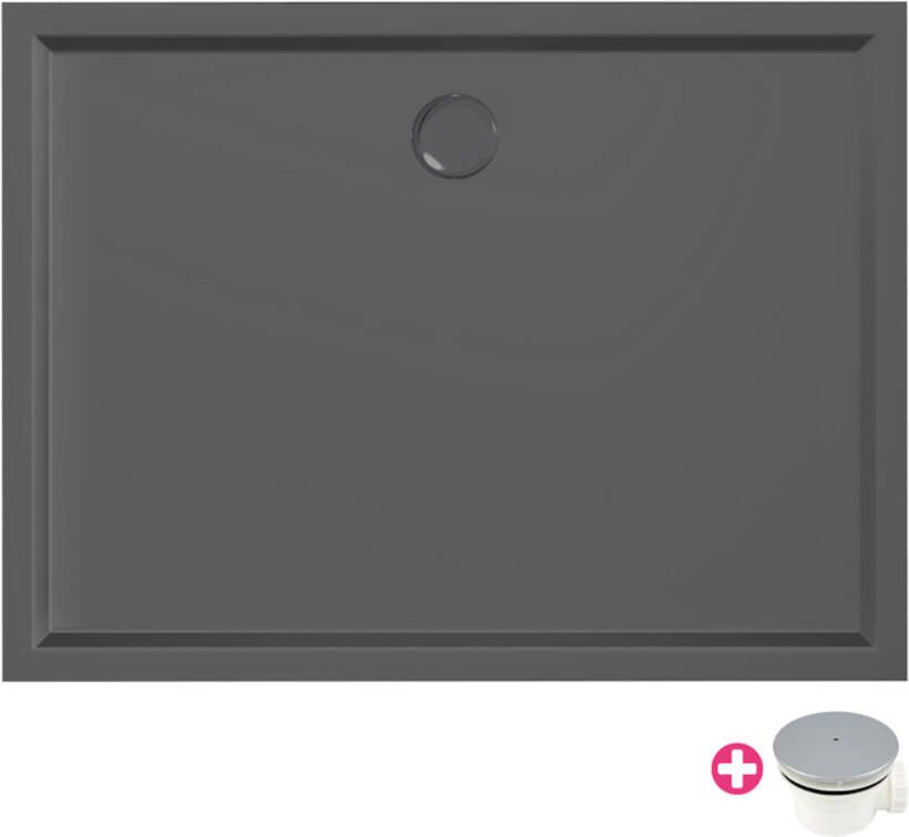 Xenz Douchevloer Mariana Plus | 90x80 cm | Incl.Afvoersifon-Chroom | Acryl | Rechthoekig | Zwart mat - Foto 4