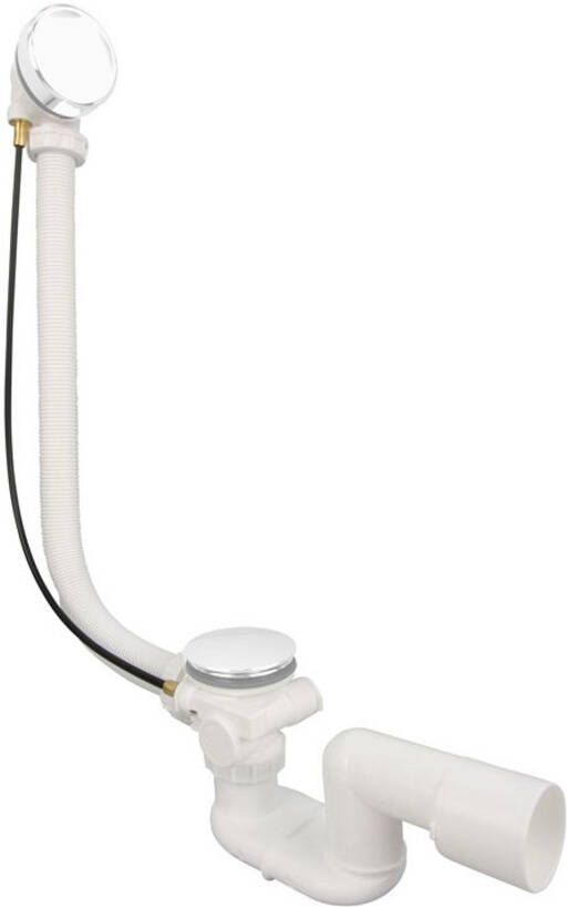 Xenz Pure verlengde bad afvoer met overloop rond wit mat