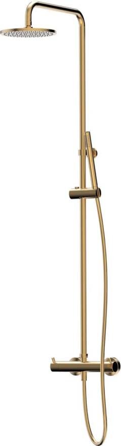 Xenz Regendouche set Duero | Opbouw | 20 cm | Thermostaatkraan | Telescopisch | Goud geborsteld