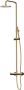 Xenz Regendouche set Duero | Opbouw | 20 cm | Thermostaatkraan | Telescopisch | Goud geborsteld - Thumbnail 1