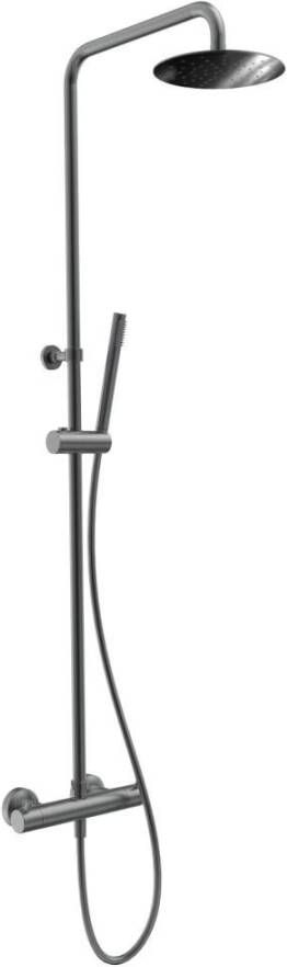 Xenz Regendouche set Duero | Opbouw | 20 cm | Thermostaatkraan | Telescopisch | Grafiet PVD