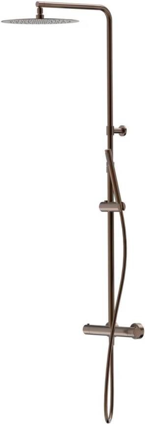 Xenz Regendouche set Duero | Opbouw | 30 cm | Thermostaatkraan | Telescopisch | Brons geborsteld PVD coating