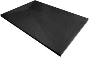 Xenz Slate douchevloer 200x100x3 cm composiet rechthoek zwart mat