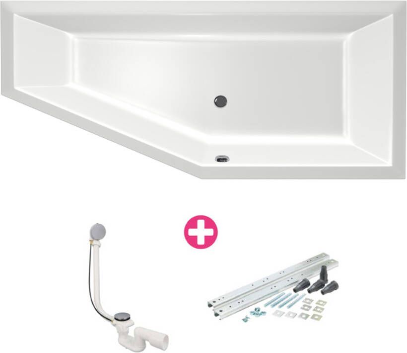 Xenz Society 160 ligbad 160x90cm met overloop zonder afvoer Hoekopstelling rechts Acryl Edelweiss mat 6882-03 - Foto 10
