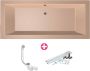 Xenz Ligbad Inbouw Society Rechthoek 1-2 Persoons Duobad 90x180x50cm Acryl Bahama Beige Hoogglans met Poten - Thumbnail 4
