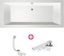 Xenz Ligbad Inbouw Society Rechthoek 1-2 Persoons Duobad 120x190x50cm Acryl Bahama Beige Hoogglans met Poten - Thumbnail 5