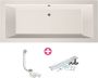 Xenz Ligbad Inbouw Society Rechthoek 1-2 Persoons Duobad 90x200x50cm Acryl Bahama Beige Hoogglans met Poten - Thumbnail 3