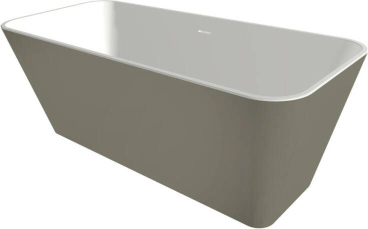Xenz Vrijstaand bad Cristiano | 170x75 cm | Incl.badafvoer-Wit mat | Solid surface | Rechthoekig | Zijdegrijs-Wit mat