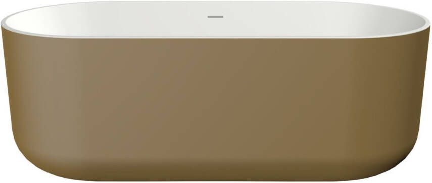 Xenz Vrijstaand bad Mauro | 180x84 cm | Incl.badafvoer-Wit mat | Solid surface | Ovaal | Goud-Wit mat