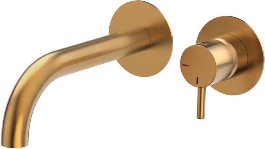 Xenz Wastafelkraan Duero | Inbouw | Mengkraan | Incl.Inbouwdeel | Rond | Geborsteld goud