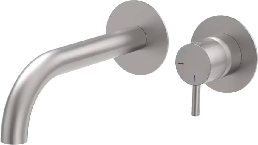 Xenz Wastafelkraan Duero | Inbouw | Mengkraan | Incl.Inbouwdeel | Rond | RVS look