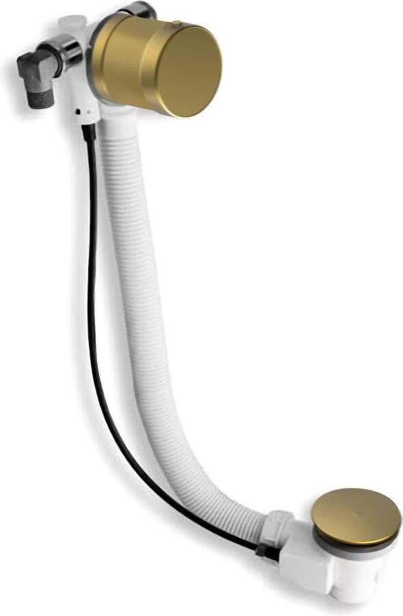 Xenz Badafvoer Pure | Vulcombinatie met overloop | Draaiknop | Rond | Goud geborsteld - Foto 3