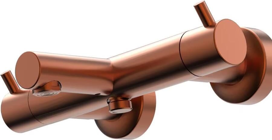 Xenz Badkraan Duero | Opbouw | Thermostaatkraan | 2-weg | 2-hendels | Rond | Koper geborsteld