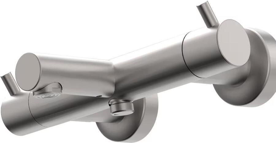 Xenz Badkraan Duero | Opbouw | Thermostaatkraan | 2-weg | 2-hendels | Rond | RVS look