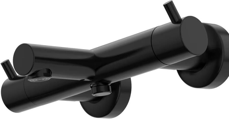 Xenz Badkraan Duero | Opbouw | Thermostaatkraan | 2-weg | 2-hendels | Rond | Zwart