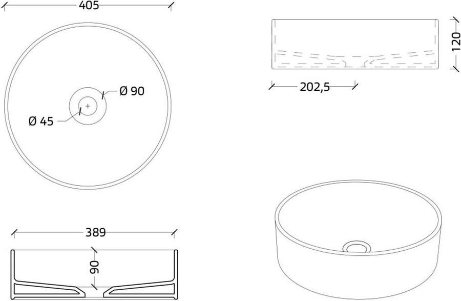 Xenz Coco waskom rond 40 cm keramiek wit glans - Foto 2