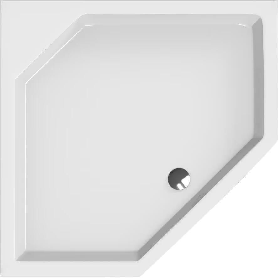 Xenz Douchebak Marshall | 100x100x4 cm | Incl.Afvoersifon-Chroom | Acryl | Vijfhoek | Wit glans - Foto 2