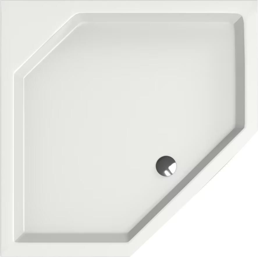 Xenz Douchebak Marshall | 100x100x4 cm | Incl.Afvoersifon-Chroom | Acryl | Vijfhoek | Wit mat
