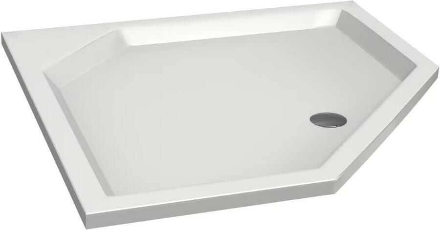 Xenz Douchebak Marshall | 100x100x4 cm | Incl.Afvoersifon-Chroom | Acryl | Vijfhoek | Wit mat - Foto 3