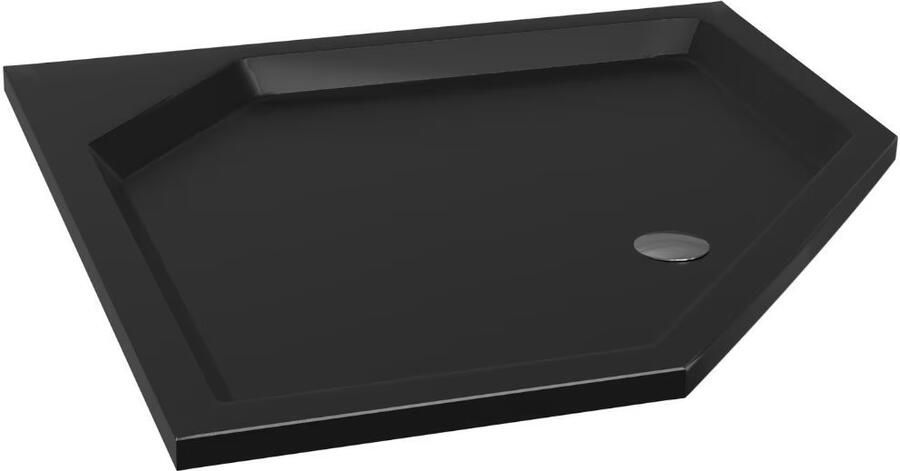 Xenz Douchebak Marshall | 100x100x4 cm | Incl.Afvoersifon-Chroom | Acryl | Vijfhoek | Zwart mat - Foto 4