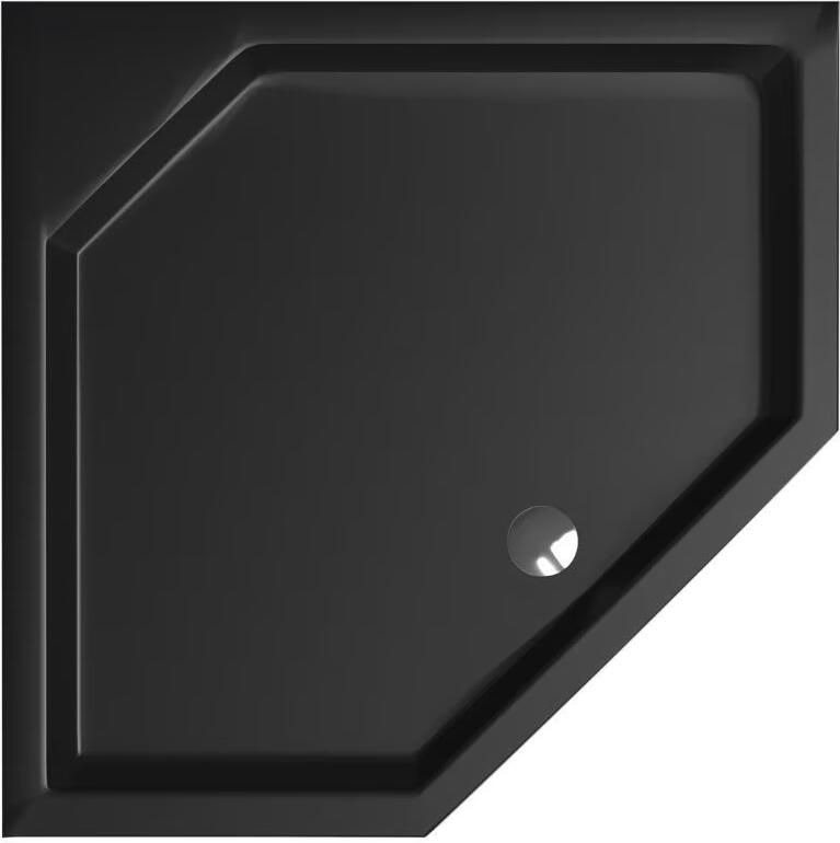 Xenz Douchebak Marshall | 100x100x4 cm | Incl.Afvoersifon-Chroom | Acryl | Vijfhoek | Zwart mat - Foto 2