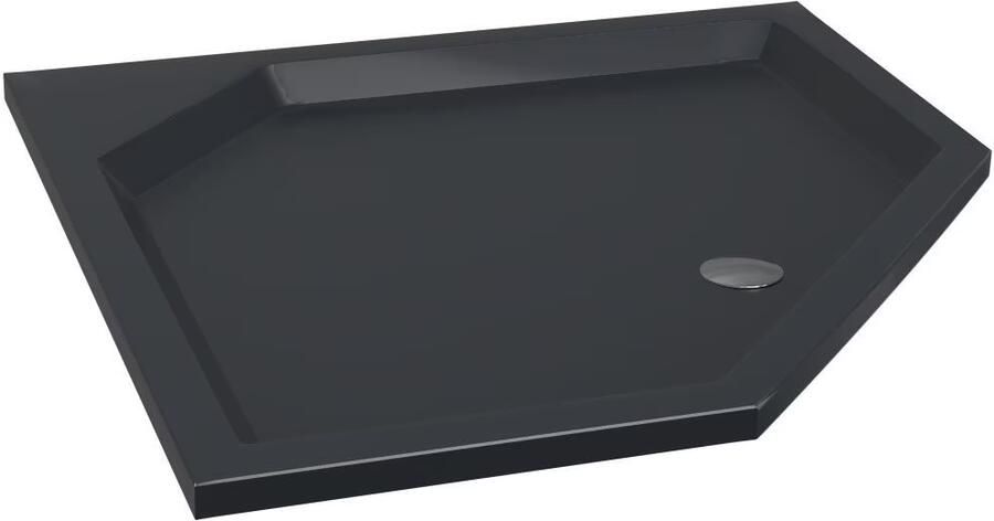 Xenz Douchebak Marshall | 90x90x4 cm | Incl.Afvoersifon-Chroom | Acryl | Vijfhoek | Antraciet mat - Foto 4