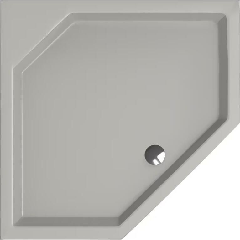Xenz Douchebak Marshall | 90x90x4 cm | Incl.Afvoersifon-Chroom | Acryl | Vijfhoek | Cement mat