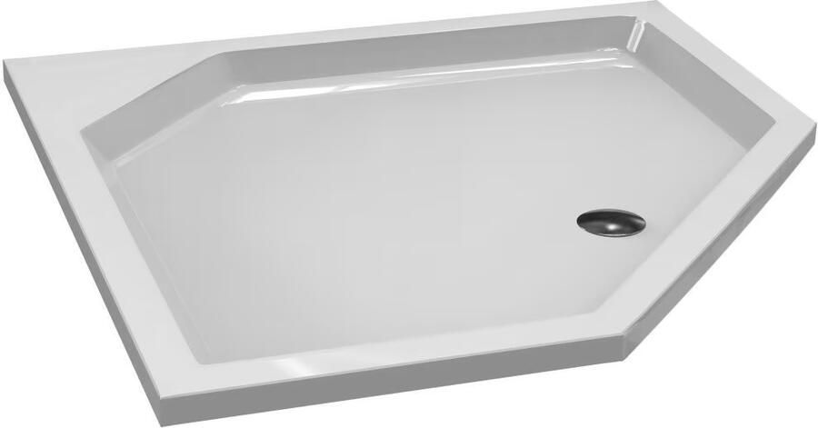 Xenz Douchebak Marshall | 100x100x4 cm | Incl.Afvoersifon-Chroom | Acryl | Vijfhoek | Wit glans - Foto 6