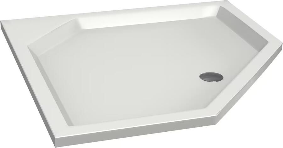 Xenz Douchebak Marshall | 90x90x4 cm | Incl.Afvoersifon-Chroom | Acryl | Vijfhoek | Wit mat - Foto 4