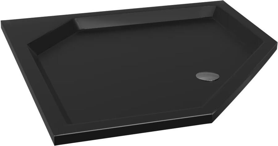 Xenz Douchebak Marshall | 90x90x4 cm | Incl.Afvoersifon-Chroom | Acryl | Vijfhoek | Zwart mat - Foto 4