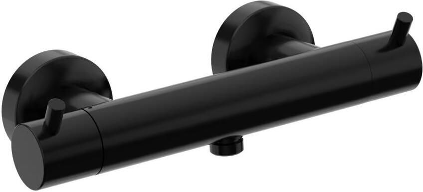 Xenz Douchekraan Duero | Opbouw | Thermostaatkraan | Tweegreeps | Mat zwart - Foto 2