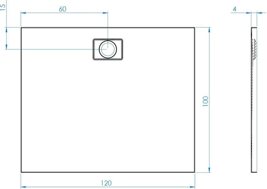 Xenz Douchevloer Flat Zero | 120x100x4 | Incl.Afvoersifon-Chroom | Acryl | Rechthoekig | Wit mat