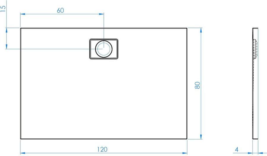 Xenz Douchevloer Flat Zero | 120x80 x4 | Incl.Afvoersifon-Chroom | Acryl | Rechthoekig | Wit mat
