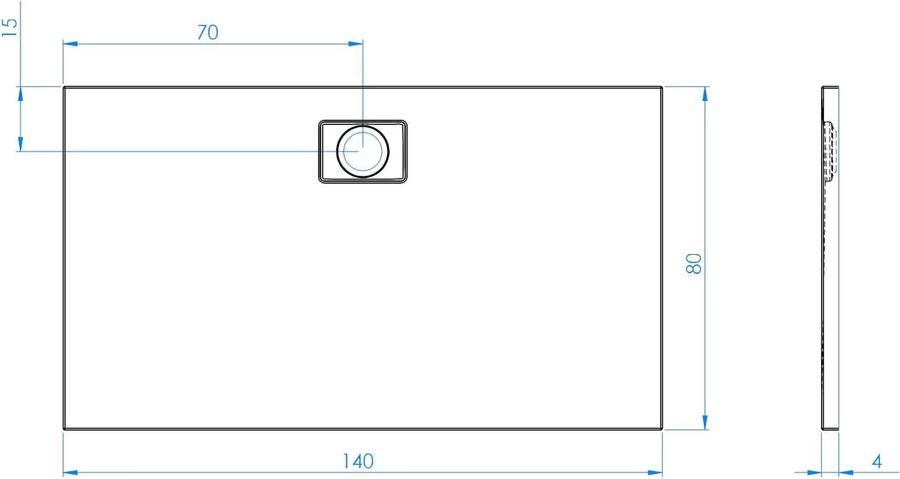 Xenz Douchevloer Flat Zero | 140x80x4 | Incl.Afvoersifon-Chroom | Acryl | Rechthoekig | Wit