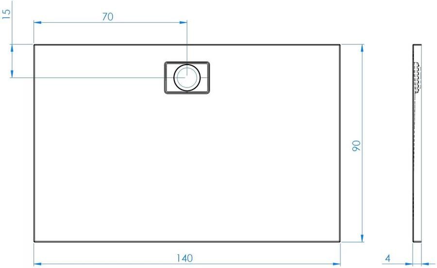 Xenz Douchevloer Flat Zero | 140x90x4 | Incl.Afvoersifon-Chroom | Acryl | Rechthoekig | Antraciet