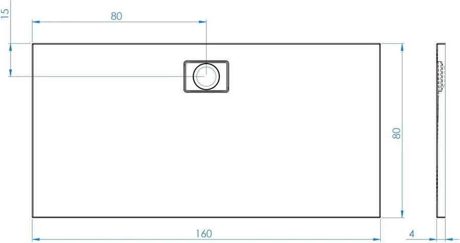 Xenz Douchevloer Flat Zero | 160x80x4 | Incl.Afvoersifon-Chroom | Acryl | Rechthoekig | Ebony (zwart mat)