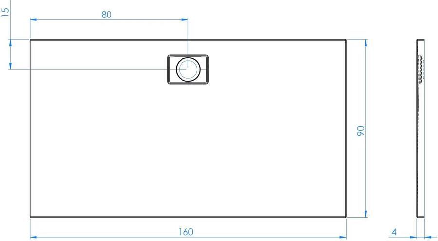Xenz Douchevloer Flat Zero | 170x80x4 | Incl.Afvoersifon-Chroom | Acryl | Rechthoekig | Wit mat