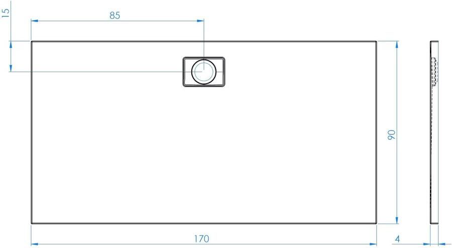 Xenz Douchevloer Flat Zero | 180x80x4 | Incl.Afvoersifon-Chroom | Acryl | Rechthoekig | Antraciet