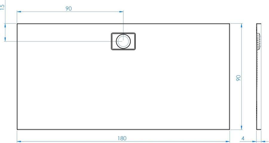 Xenz Douchevloer Flat Zero | 180x90x4 | Incl.Afvoersifon-Chroom | Acryl | Rechthoekig | Ebony (zwart mat)