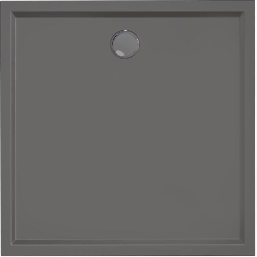 Xenz Douchevloer Mariana Plus | 100x100 cm | Incl.Afvoersifon-Chroom | Acryl | Vierkant | Antraciet